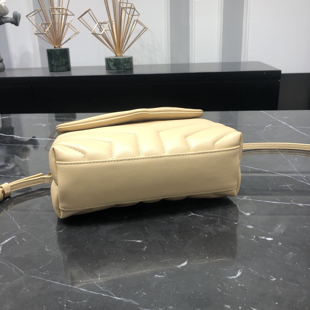 Saint Laurent Loulou Toy Quilted Calfskin Shoulder Bag Handbag Beige 678401 Gold